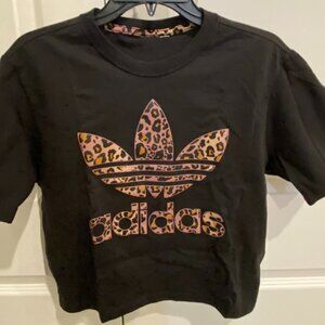 Adidas Logo Tee with Leopard Detail
